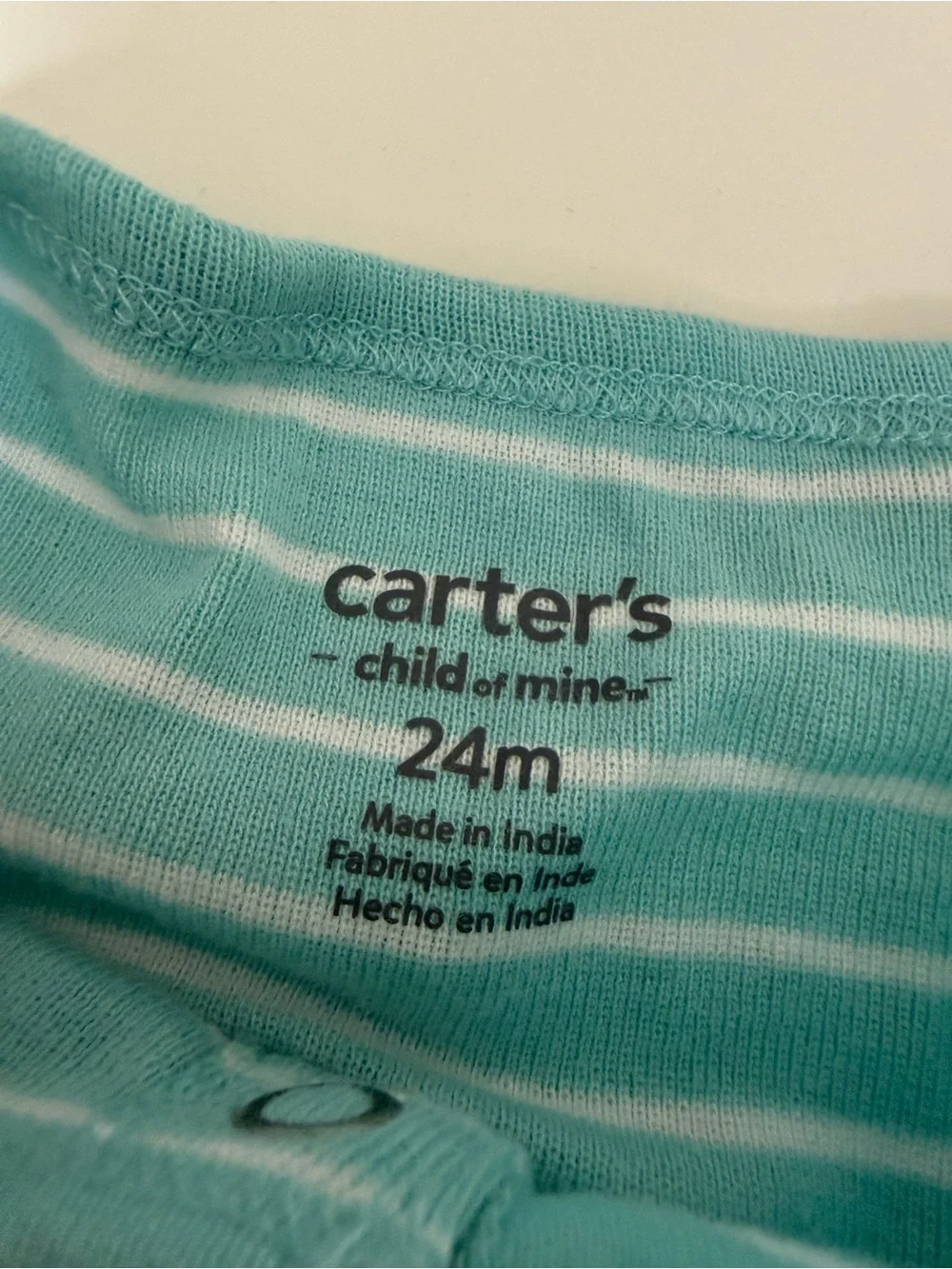 Two Carter's rompers- Striped Dino & Yellow Striped Baby 24m